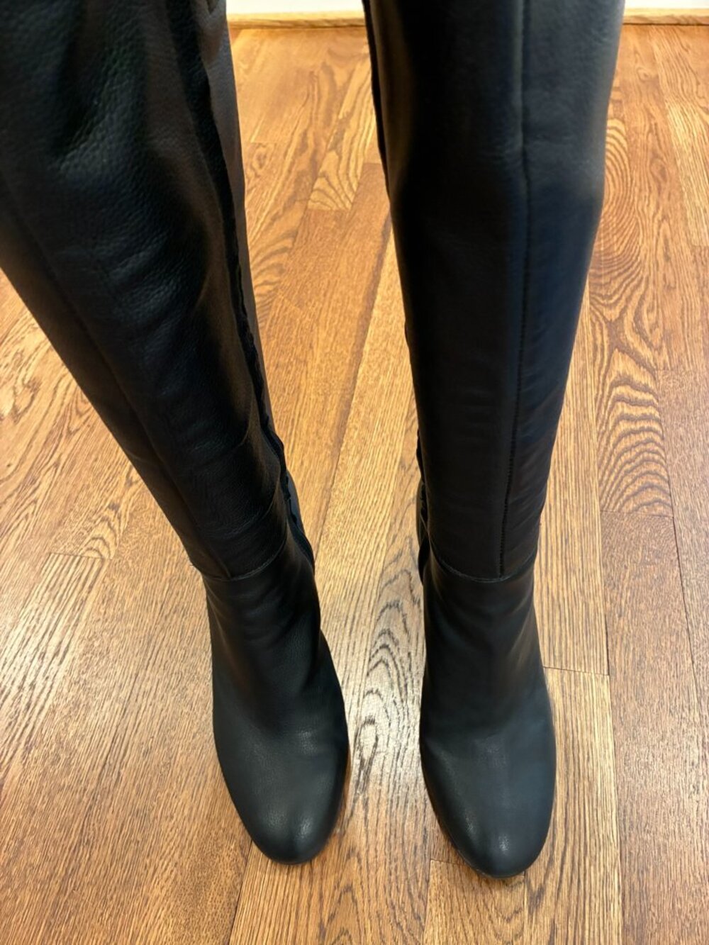 Kenneth Cole New York Justin Block Heel Knee-High Leather Boots Sz. 9